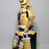 【O-073】White thread laced gold lacquered barrel shoulder guards two-piece cuirass armor：白糸威金塗桶側二枚胴具足