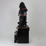 【O-052】Dark blue thread laced black matte riveted two-piece cuirass armor with acorn-shaped helmet：紺糸威黒艶消鋲綴二枚胴具足（椎形兜）