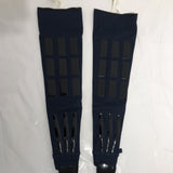 [O-075] Three-Piece Black-Lacquered Arm Gauntlet, Shin Guard, and Thigh Armor Set