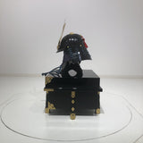 【O-058-K】Dark blue thread laced black barrel shoulder guards two-piece cuirass armor with a helmet featuring a kuwagata (horn-shaped crest) (helmet only)：紺糸威黒桶側二枚胴具足（鍬形）（兜のみ）