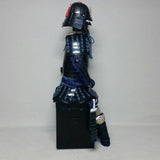 【O-064】Dark Navy Blue Thread Laced Black Barrel Side Two-Piece Cuirass Armor (Handcrafted Matte Lacquer Finish)：紺糸威黒桶側二枚胴具足（手時代塗）