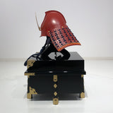 【O-079-K】Deep navy blue thread laced matte red riveted two-piece cuirass armor (peach-shaped helmet) (helmet only)：濃紺糸威赤艶消鋲綴二枚胴具足（桃形兜)（兜のみ）