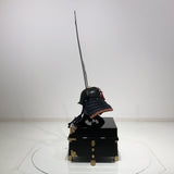 【O-029-K】Deep navy blue thread laced gold karakusa two-piece cuirass armor (helmet only)：濃紺糸威金唐二枚胴具足（兜のみ）