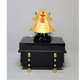 【O-073-K】White thread laced gold-lacquered barrel shoulder guards two-piece cuirass armor (helmet only)：白糸威金塗桶側二枚胴具足（兜のみ）