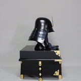 【O-066-K】Dark blue thread laced riveted head-shaped two-piece cuirass armor with matte lacquer finish (helmet only)紺糸威鋲綴頭形二枚胴具足（艶消塗）（兜のみ）