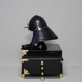 【O-042-K】Black thread laced waist-guard two-piece cuirass armor (helmet only)：黒糸威腰取二枚胴具足(兜のみ)