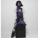 【O-056】Purple thread laced chest-fastened black barrel shoulder guards two-piece cuirass armor：紫糸威胸取黒桶側二枚胴具足