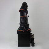 【O-052】Dark blue thread laced black matte riveted two-piece cuirass armor with acorn-shaped helmet：紺糸威黒艶消鋲綴二枚胴具足（椎形兜）