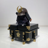 【O-045-K】Deep navy blue thread laced rusted iron riveted two-piece cuirass armor (helmet only)：紺糸威鉄錆鋲綴二枚胴具足（兜のみ）