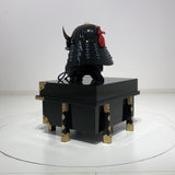 【O-063-K】Dark blue thread laced black barrel shoulder guards two-piece cuirass armor (helmet only)： 紺糸威黒桶側二枚胴具足（兜のみ）