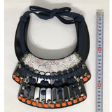 [N-004] Dark Blue Silk-Laced Throat Guard