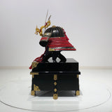 【O-014-K】Red thread laced fur pull two-piece cuirass armor (helmet only)：赤糸毛引威二枚胴（兜のみ）