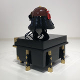 【O-059-K】Deep navy blue thread laced brown barrel shoulder guards two-piece cuirass armor (helmet only)：濃紺糸威茶桶側二枚胴具足（兜のみ）
