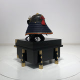 【O-015-K】Deep navy blue thread laced modern small plate two-piece cuirass armor (helmet only)：濃紺糸威当世小札二枚胴（兜のみ）