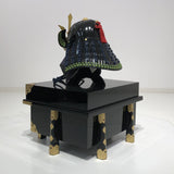 【O-044-K】Deep navy blue thread laced yomogi diamond laced two-piece cuirass armor (helmet only)：紺糸威蓬菱綴二枚胴具足（兜のみ）