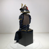 【O-046】Navy Blue Thread Laced Rusted Iron Dome Riveted Two-Piece Cuirass Armor：紺糸威鉄錆笠鋲二枚胴具足
