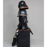 【O-049】Black Thread Laced Black Matte Riveted Two-Piece Cuirass Armor (Igaboshi Helmet)：黒糸威黒艶消鋲綴二枚胴具足（厳星兜）