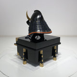 【O-051-K】Navy Blue Thread Laced Black Matte Finish Riveted Two-piece Dou Armor (Momogata) (Helmet Only)：紺糸威黒艶消鋲綴二枚胴具足（桃形）（兜のみ）