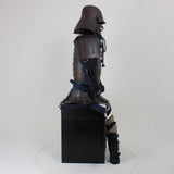 【O-053】Dark blue thread laced iron rusted riveted two-piece cuirass armor with head-shaped helmet：紺糸威鉄錆笠鋲二枚胴具足（頭形兜）