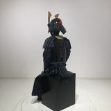 【O-058】Navy Blue Thread Laced Black Okegawa Two-Piece Cuirass Armor with Kuwagata Crest：紺糸威黒桶側二枚胴具足（鍬形）