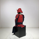 【O-061】Deep navy blue thread laced red barrel shoulder guards two-piece cuirass armor：濃紺糸威赤桶側二枚胴具足