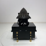 【O-069-K】Black thread laced chest-guard ridge two-piece cuirass armor (helmet only)：黒糸威胸取鎬二枚胴具足（兜のみ）