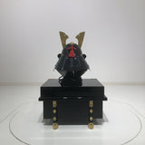 【O-058-K】Dark blue thread laced black barrel shoulder guards two-piece cuirass armor with a helmet featuring a kuwagata (horn-shaped crest) (helmet only)：紺糸威黒桶側二枚胴具足（鍬形）（兜のみ）
