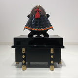 【O-045-K】Deep navy blue thread laced rusted iron riveted two-piece cuirass armor (helmet only)：紺糸威鉄錆鋲綴二枚胴具足（兜のみ）