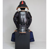 【O-049】Black Thread Laced Black Matte Riveted Two-Piece Cuirass Armor (Igaboshi Helmet)：黒糸威黒艶消鋲綴二枚胴具足（厳星兜）