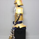 【O-073】White thread laced gold lacquered barrel shoulder guards two-piece cuirass armor：白糸威金塗桶側二枚胴具足