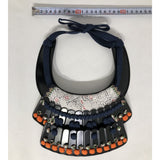 [N-004] Dark Blue Silk-Laced Throat Guard