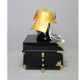 【O-073-K】White thread laced gold-lacquered barrel shoulder guards two-piece cuirass armor (helmet only)：白糸威金塗桶側二枚胴具足（兜のみ）