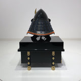 【O-051-K】Navy Blue Thread Laced Black Matte Finish Riveted Two-piece Dou Armor (Momogata) (Helmet Only)：紺糸威黒艶消鋲綴二枚胴具足（桃形）（兜のみ）
