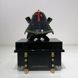 【O-044-K】Deep navy blue thread laced yomogi diamond laced two-piece cuirass armor (helmet only)：紺糸威蓬菱綴二枚胴具足（兜のみ）