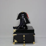 【O-057-K】Black and white thread laced black barrel shoulder guards two-piece cuirass armor (helmet only)：黒白糸威黒桶側二枚胴具足（兜のみ）