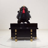 【O-065-1-K】Deep navy blue thread laced black barrel shoulder guards two-piece cuirass armor (helmet only)：濃紺糸威黒桶側二枚胴具足（兜のみ）