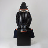 【O-052】Dark blue thread laced black matte riveted two-piece cuirass armor with acorn-shaped helmet：紺糸威黒艶消鋲綴二枚胴具足（椎形兜）