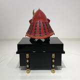 【O-079-K】Deep navy blue thread laced matte red riveted two-piece cuirass armor (peach-shaped helmet) (helmet only)：濃紺糸威赤艶消鋲綴二枚胴具足（桃形兜)（兜のみ）