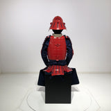 【O-061】Deep navy blue thread laced red barrel shoulder guards two-piece cuirass armor：濃紺糸威赤桶側二枚胴具足