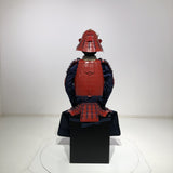 【O-062】Two-Piece Armor with Red Barrel Shoulder Guards, Deep Navy Blue Lacing, and Hand-Painted Lacquer Finish：濃紺糸威赤桶側二枚胴具足（手時代塗）