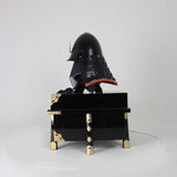 【O-052-K】Navy Blue Thread Laced Black Matte Finish Riveted Two-piece Dou Armor (Shiigata) (Helmet Only)：紺糸威黒艶消鋲綴二枚胴具足（椎形）（兜のみ）