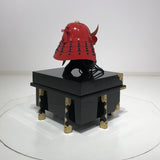 【O-061-K】Deep navy blue thread laced red barrel shoulder guards two-piece cuirass armor (helmet only)：濃紺糸威赤桶側二枚胴具足（兜のみ）