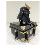 【O-036-K】Black thread laced vertical joined two-piece cuirass armor (helmet only)：黒糸威縦矧二枚胴具足（兜のみ）