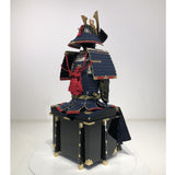 【O-013】Dark Navy Blue Thread Laced Fur-Trimmed Two-Piece Cuirass Armor (Matte Finish)：紺糸威毛引二枚胴具足（艶消塗）