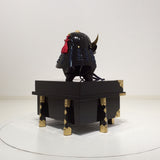 【O-065-1-K】Deep navy blue thread laced black barrel shoulder guards two-piece cuirass armor (helmet only)：濃紺糸威黒桶側二枚胴具足（兜のみ）