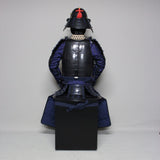 【O-065】Dark Navy Blue Thread Laced Black Barrel Side Two-Piece Cuirass Armor (Hand-Finished Matte Lacquer)：濃紺糸威黒桶側二枚胴具足（手時代塗）