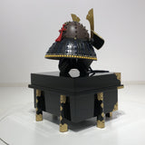 【O-046-K】Deep navy blue thread laced rusted iron umbrella riveted two-piece cuirass armor (helmet only)：紺糸威鉄錆笠鋲二枚胴具足（兜のみ）