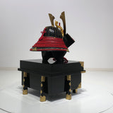 【O-014-K】Red thread laced fur pull two-piece cuirass armor (helmet only)：赤糸毛引威二枚胴（兜のみ）