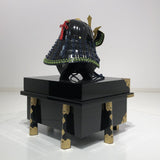 【O-044-K】Deep navy blue thread laced yomogi diamond laced two-piece cuirass armor (helmet only)：紺糸威蓬菱綴二枚胴具足（兜のみ）