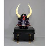 【O-040-K】Purple thread laced flat corner side crest two-piece cuirass armor (helmet only)：紫糸威平角脇立ニ枚胴具足（兜のみ）